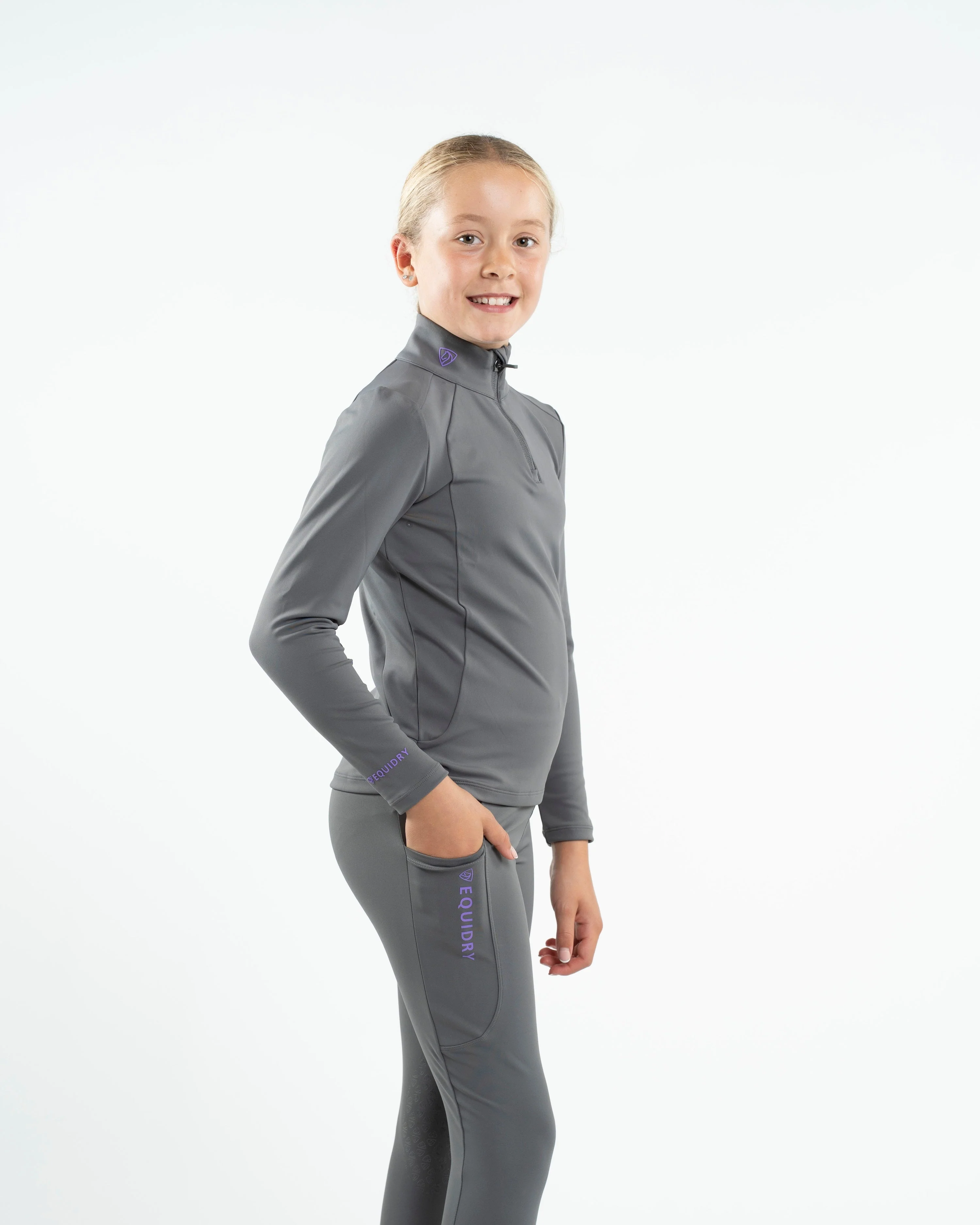 Children's Water Repellent Base Layer | Grey/Lilac - Image 3