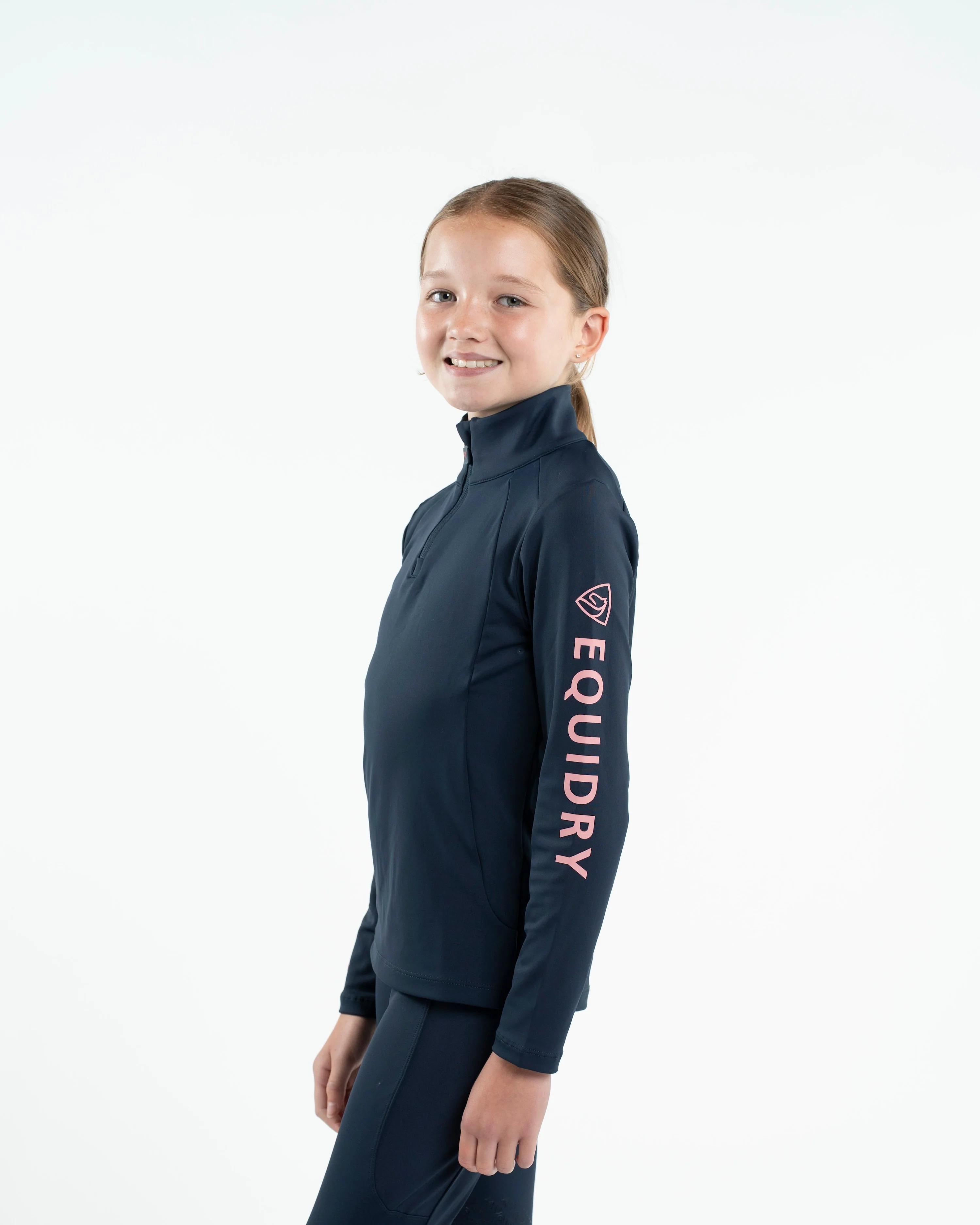 Children's Water Repellent Base Layer | Navy/Pale Pink