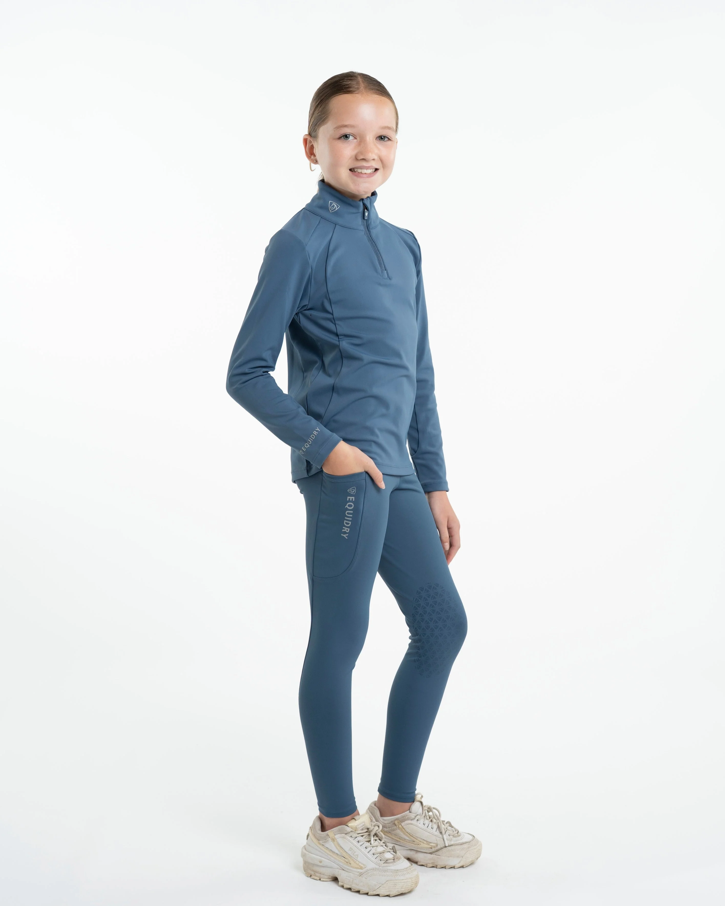 Children's Water Repellent Base Layer | Steel Blue/Silver - Image 3