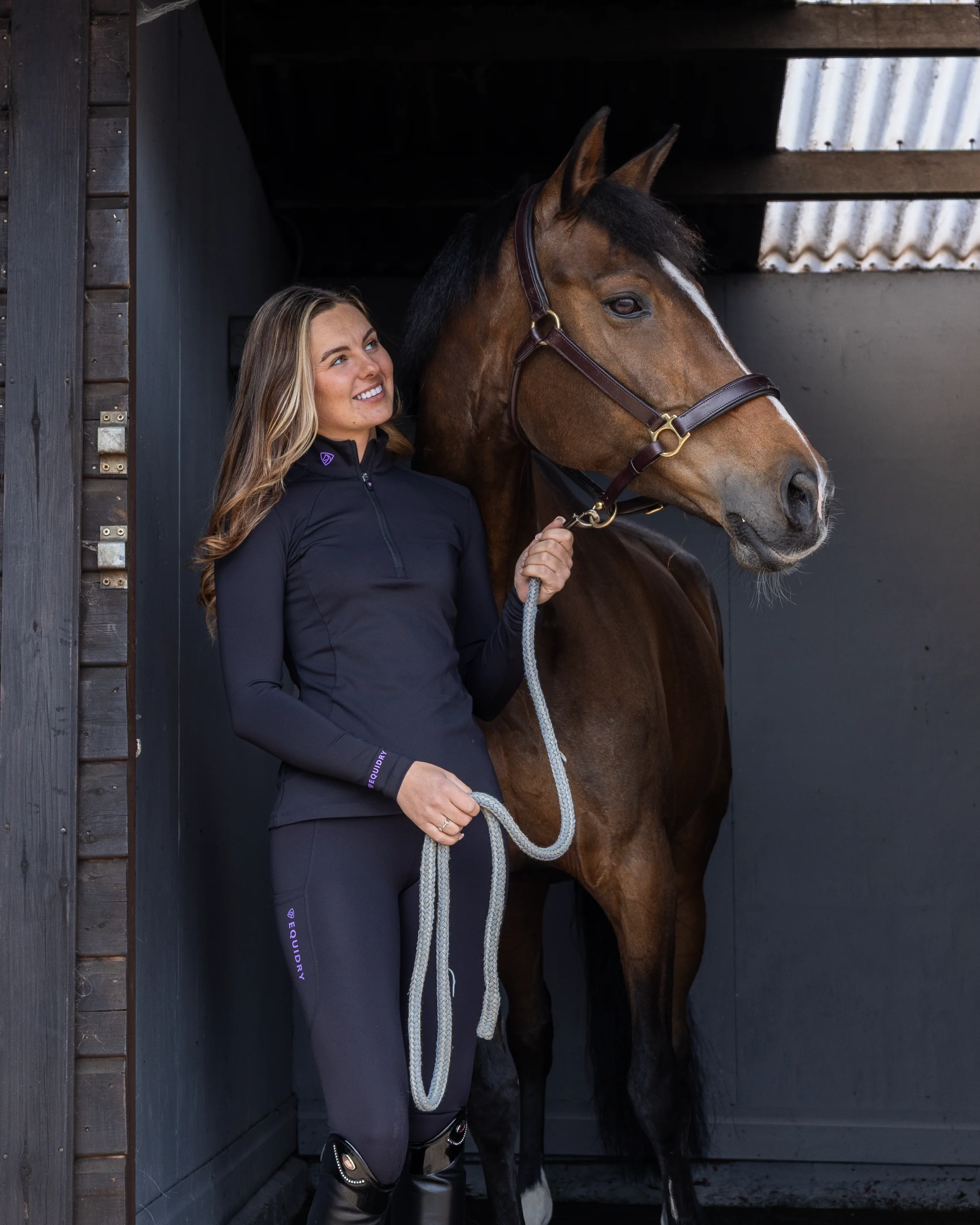 Women's Water Repellent Base Layer | Black/Lilac - Image 8