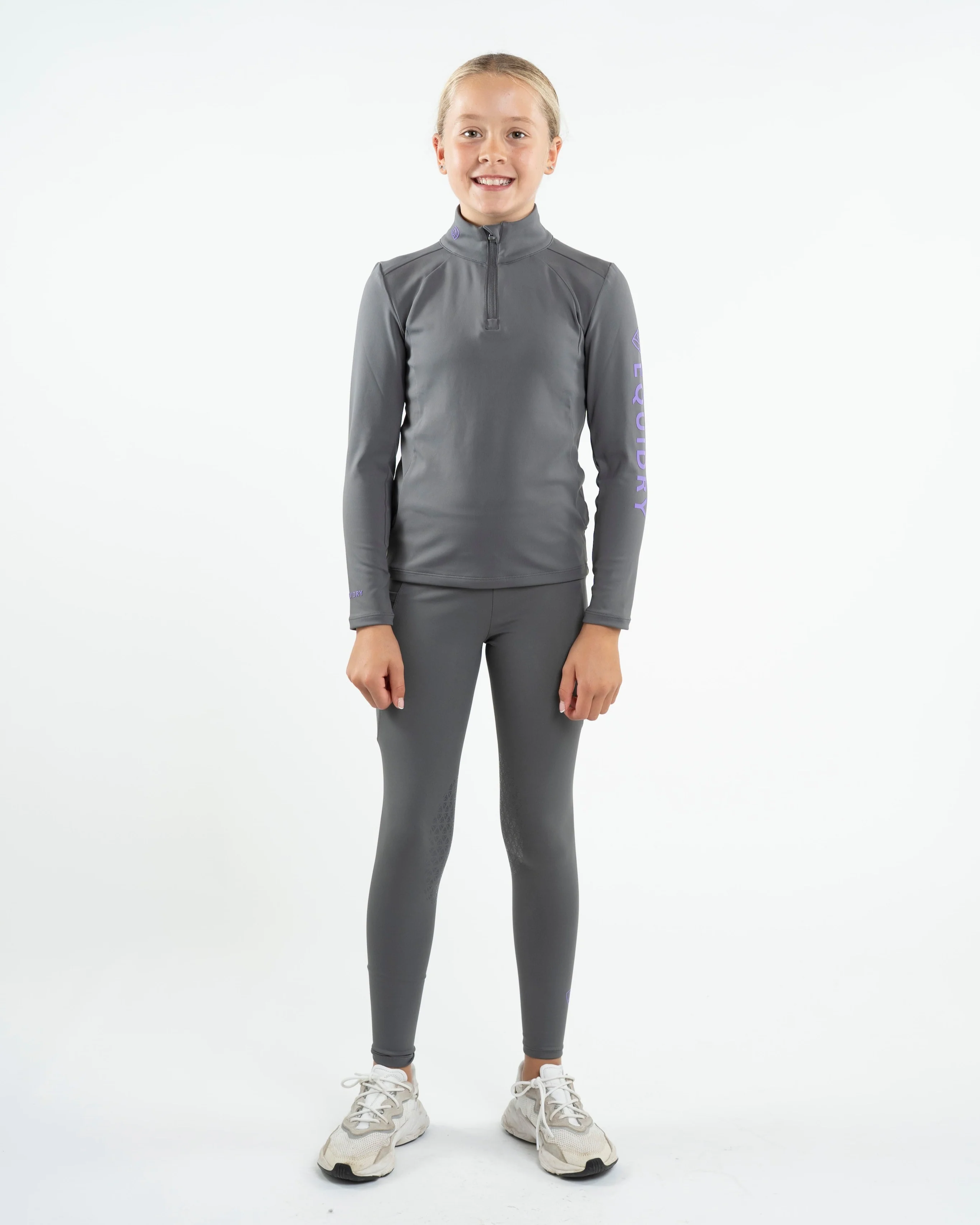 Water Repellent Leggings | Knee Grip | Children's Grey/Lilac - Image 3