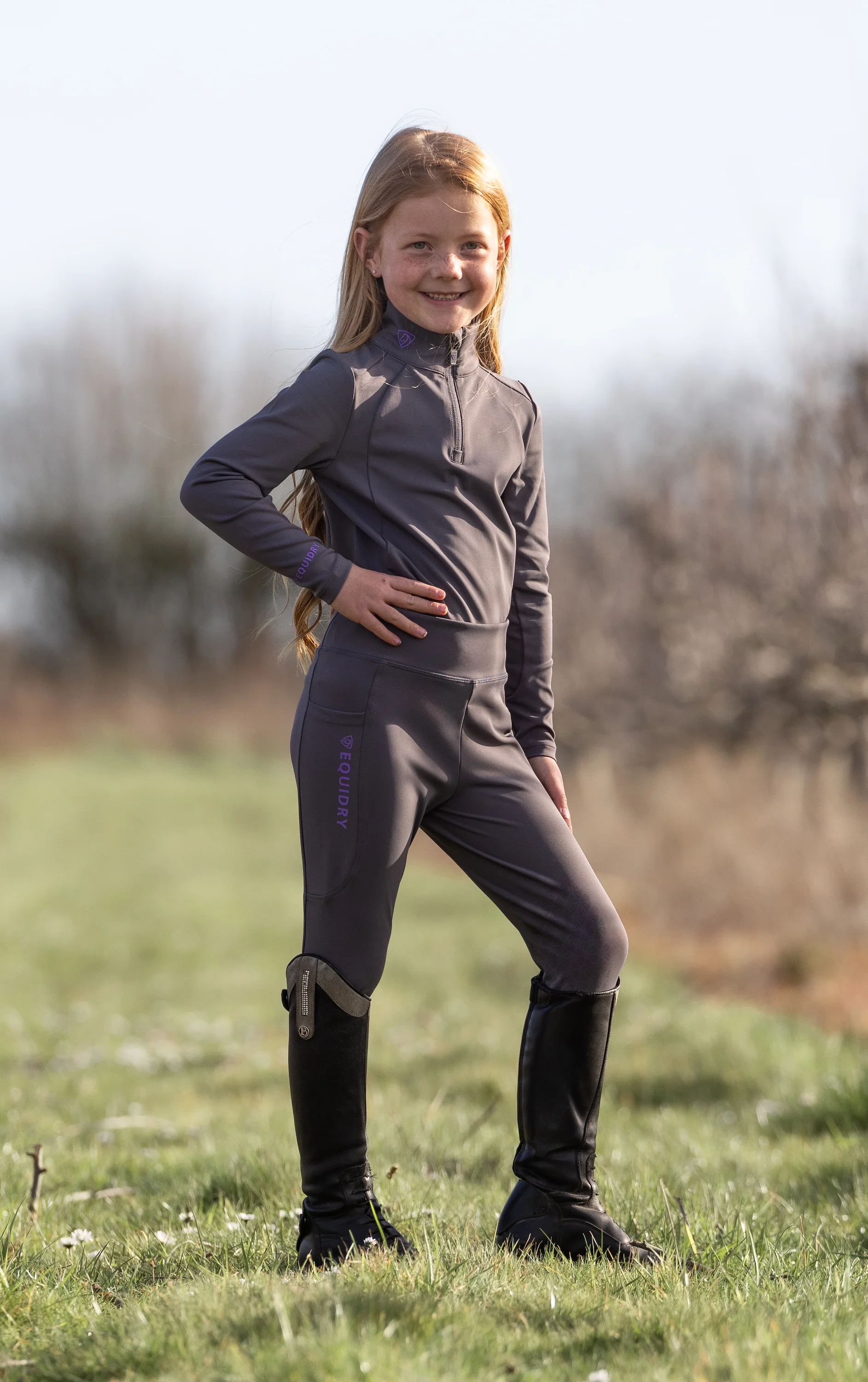 Children's Water Repellent Base Layer | Grey/Lilac - Image 6