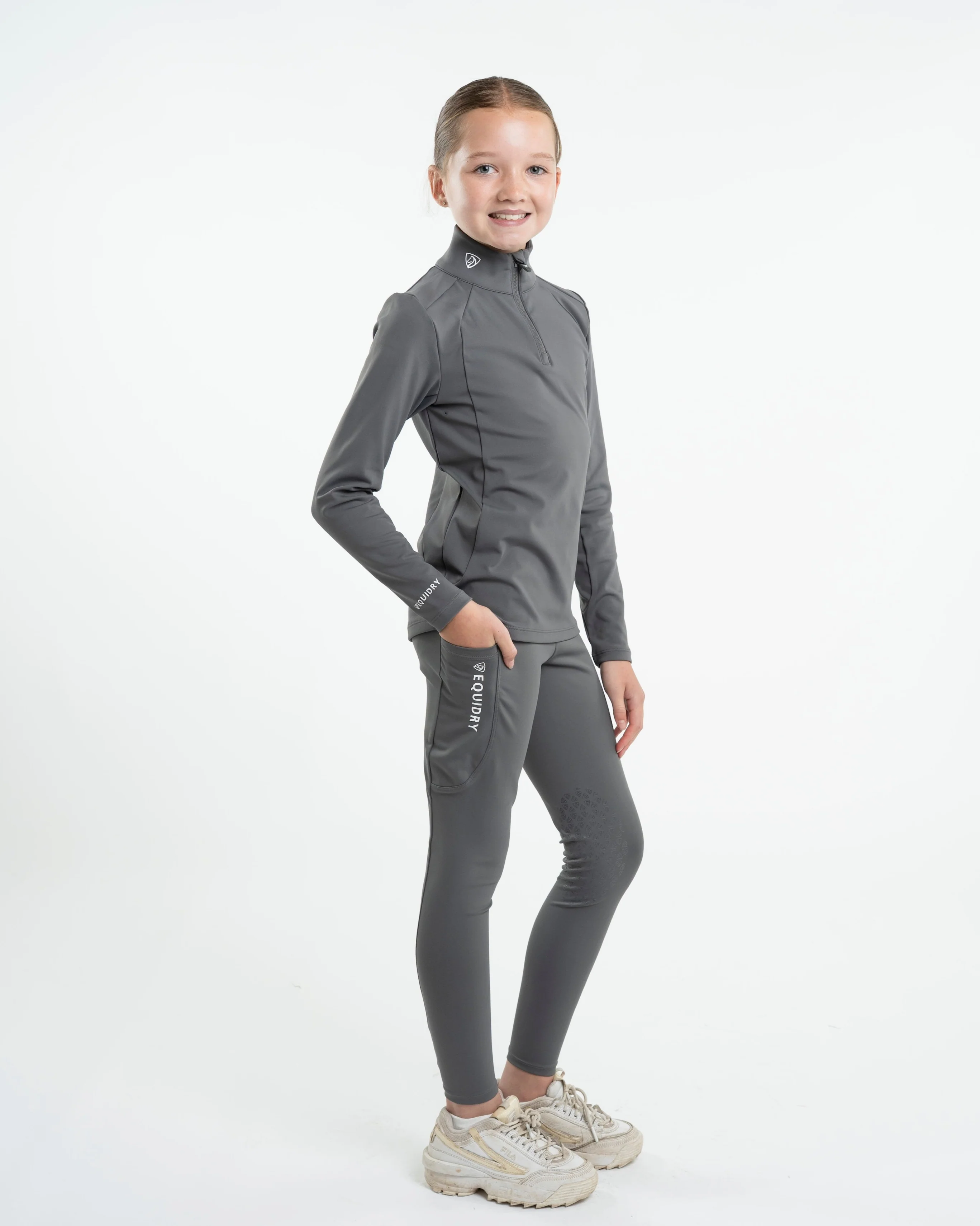 Water Repellent Leggings | Knee Grip | Children's Grey/White - Image 6