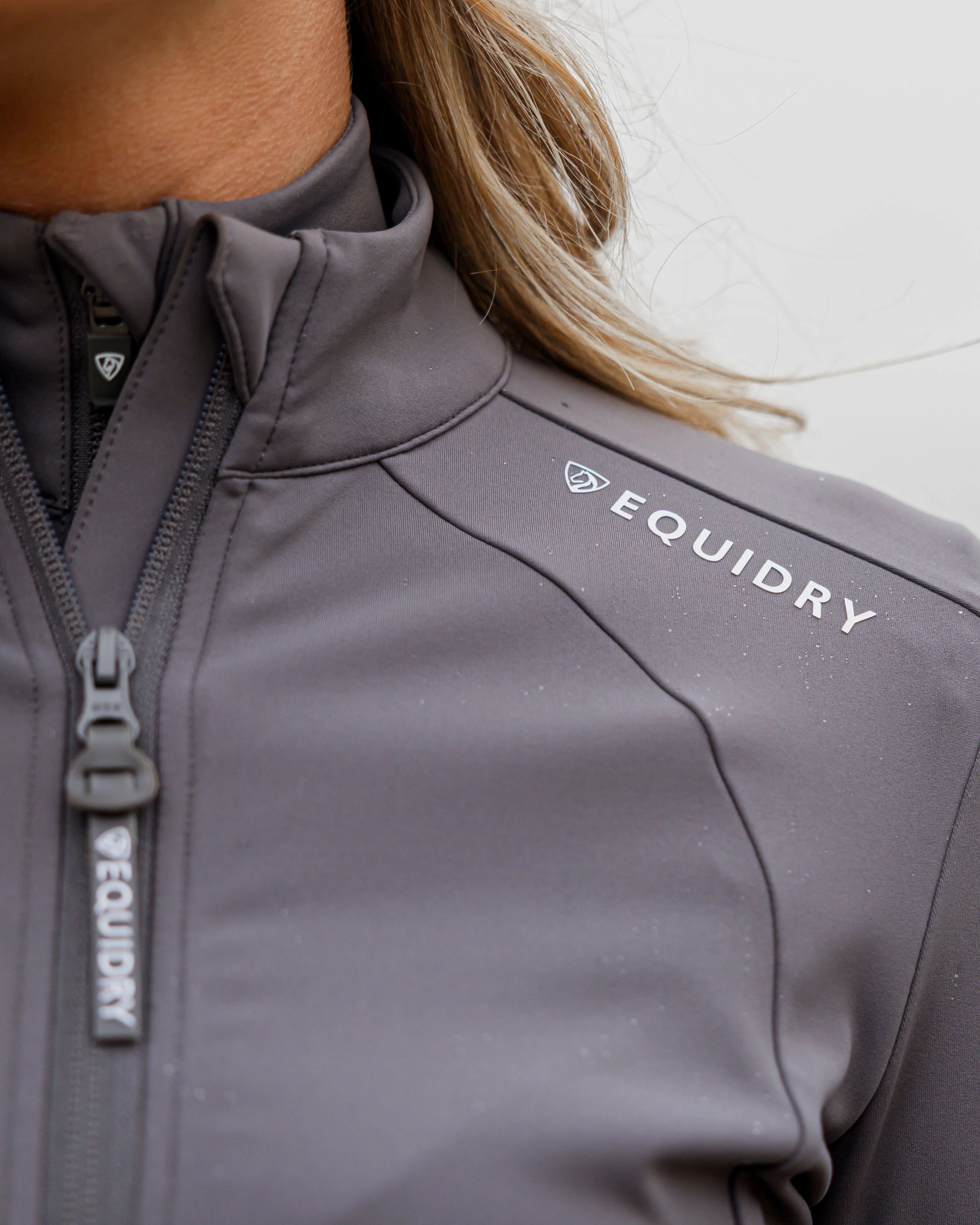 Women's Water Repellent Zip up Top | Grey/White - Image 8