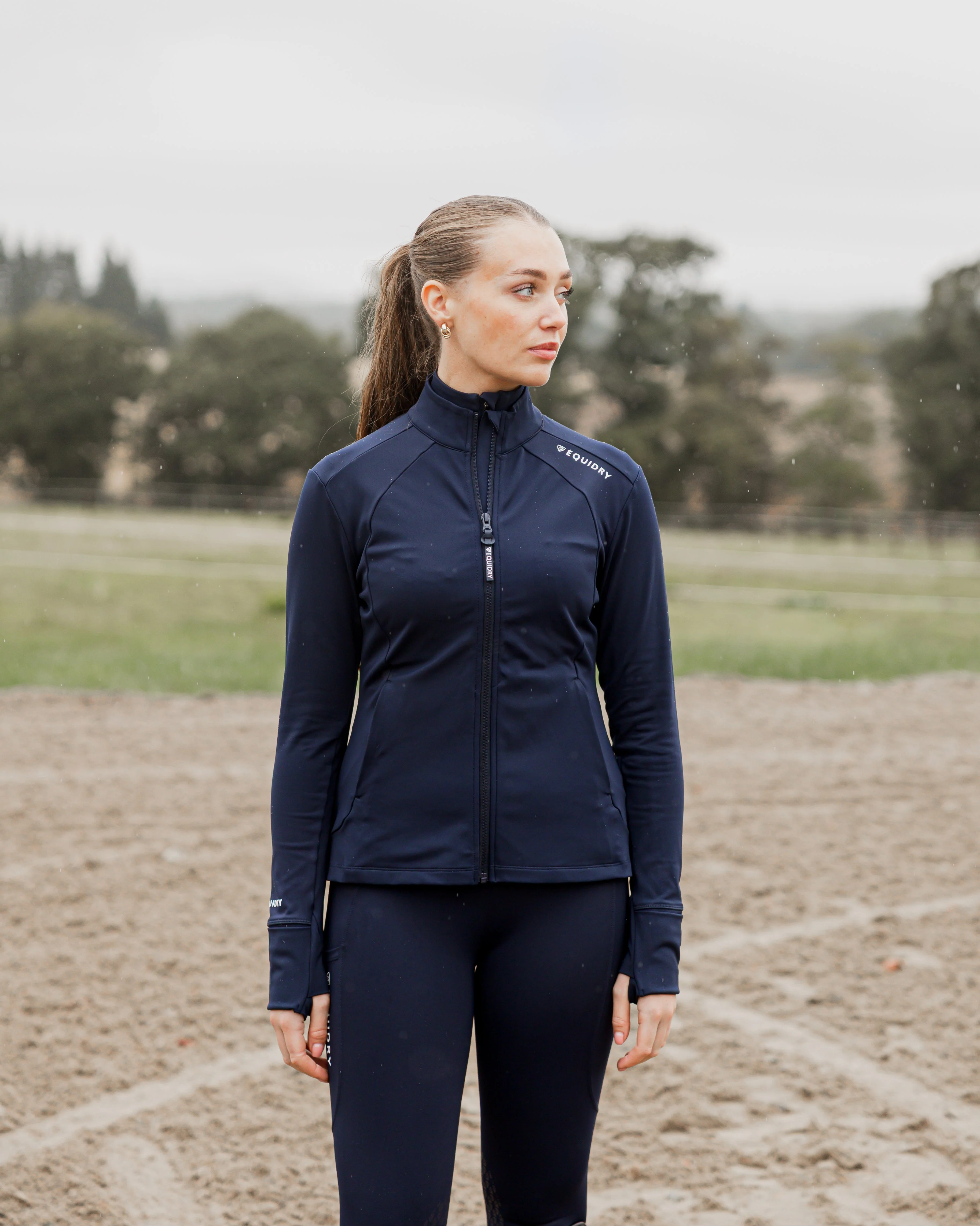 Women's Water Repellent Zip up Top | Navy/White - Image 9