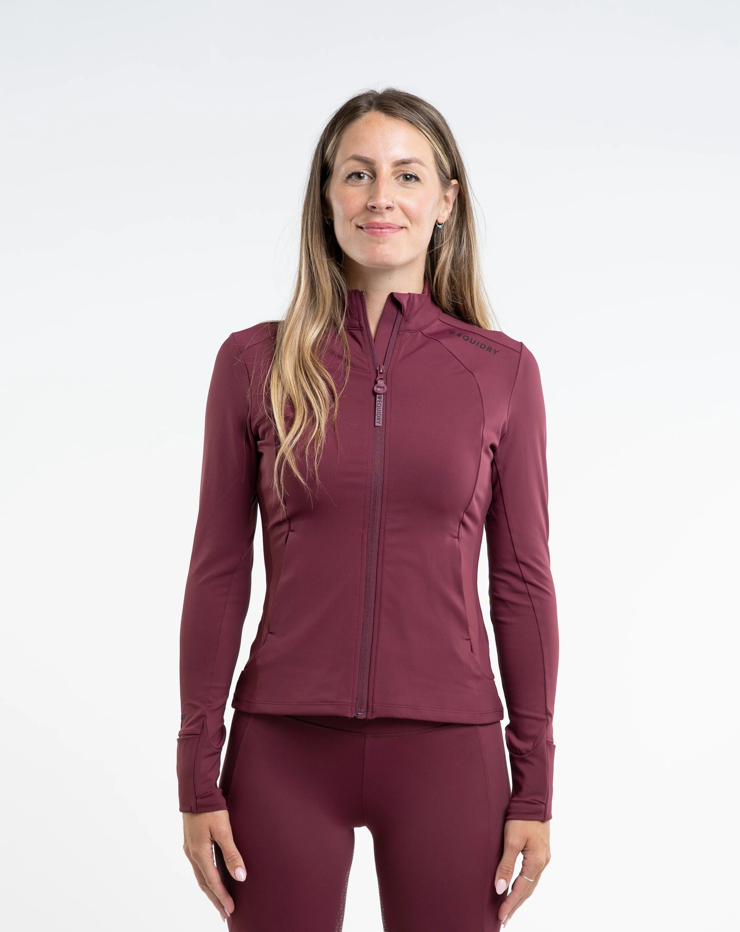 Women's Water Repellent Zip up Top | Plum/Black - Image 4