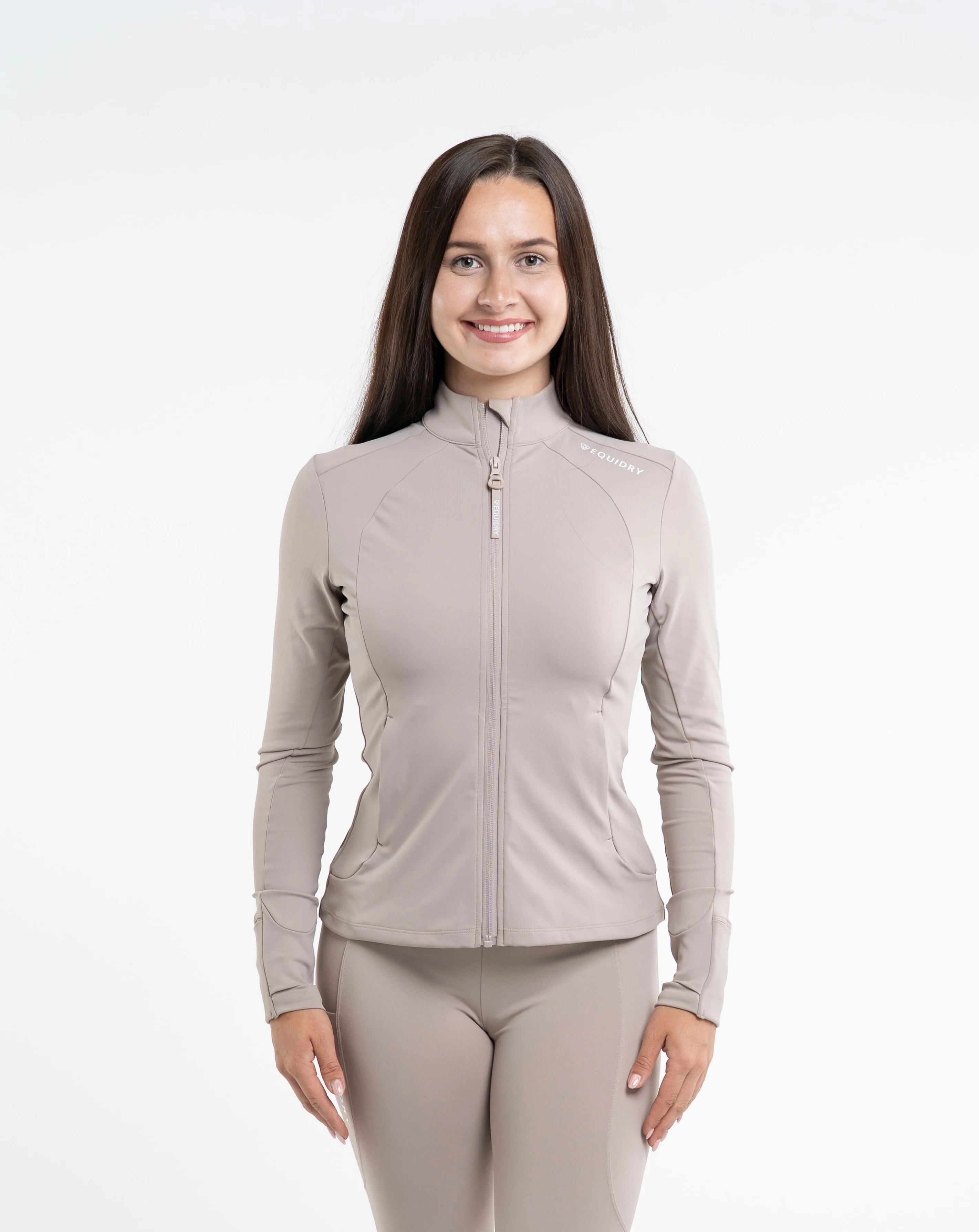 Women's Water Repellent Zip up Top | Sand/White - Image 3
