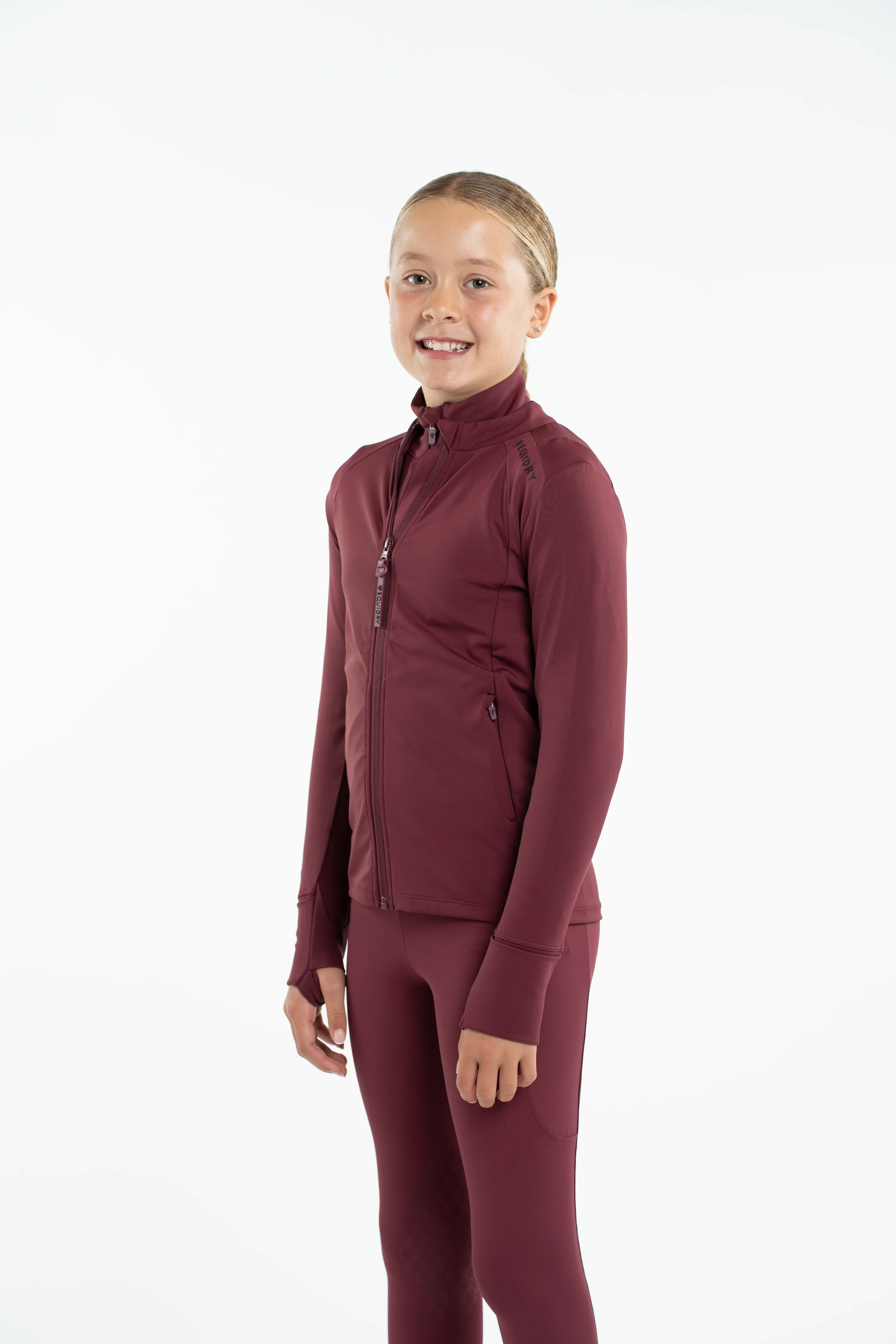 Children's Water Repellent Zip up Top | Plum/Black