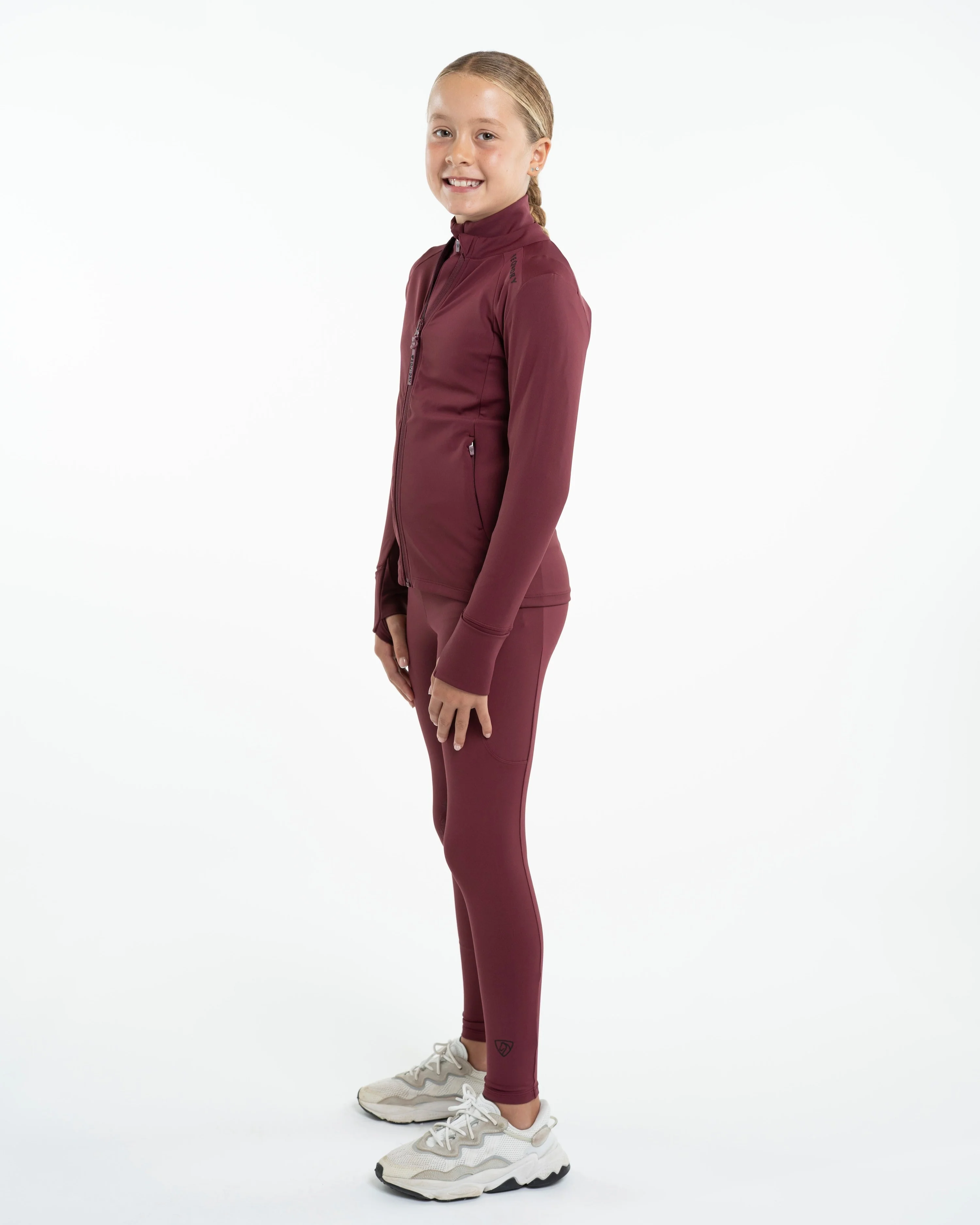 Children's Water Repellent Zip up Top | Plum/Black - Image 3