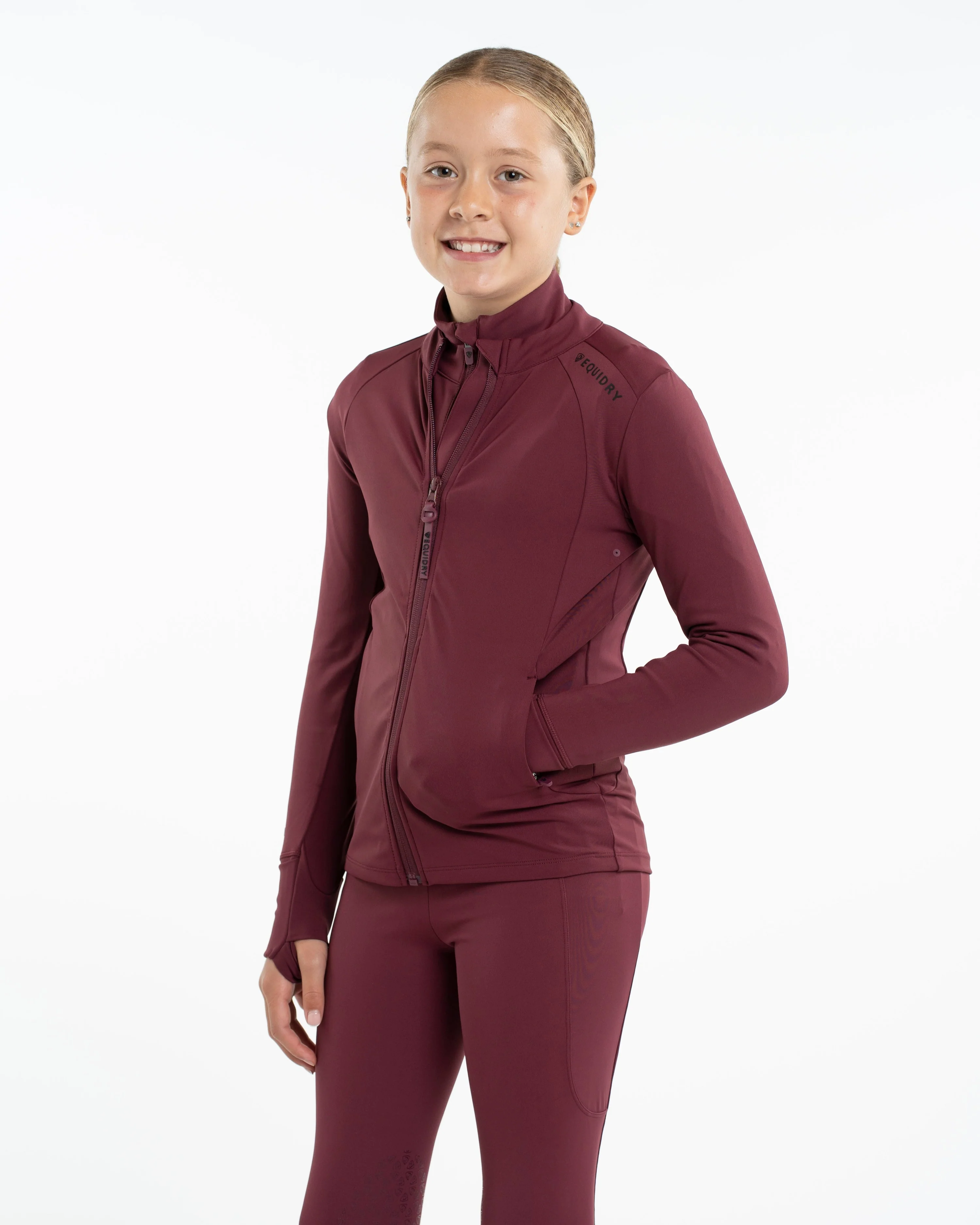 Children's Water Repellent Zip up Top | Plum/Black - Image 4