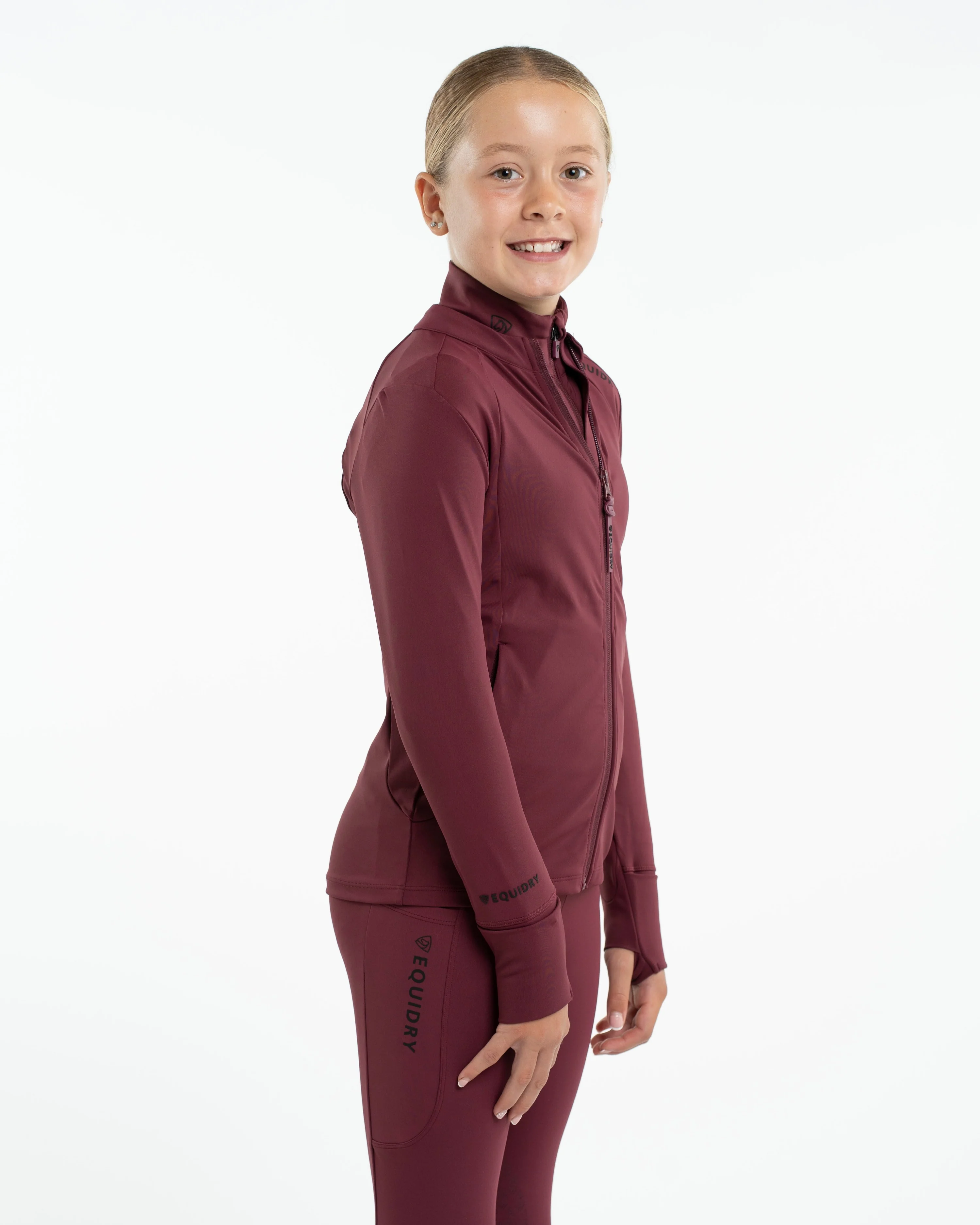 Children's Water Repellent Zip up Top | Plum/Black - Image 6