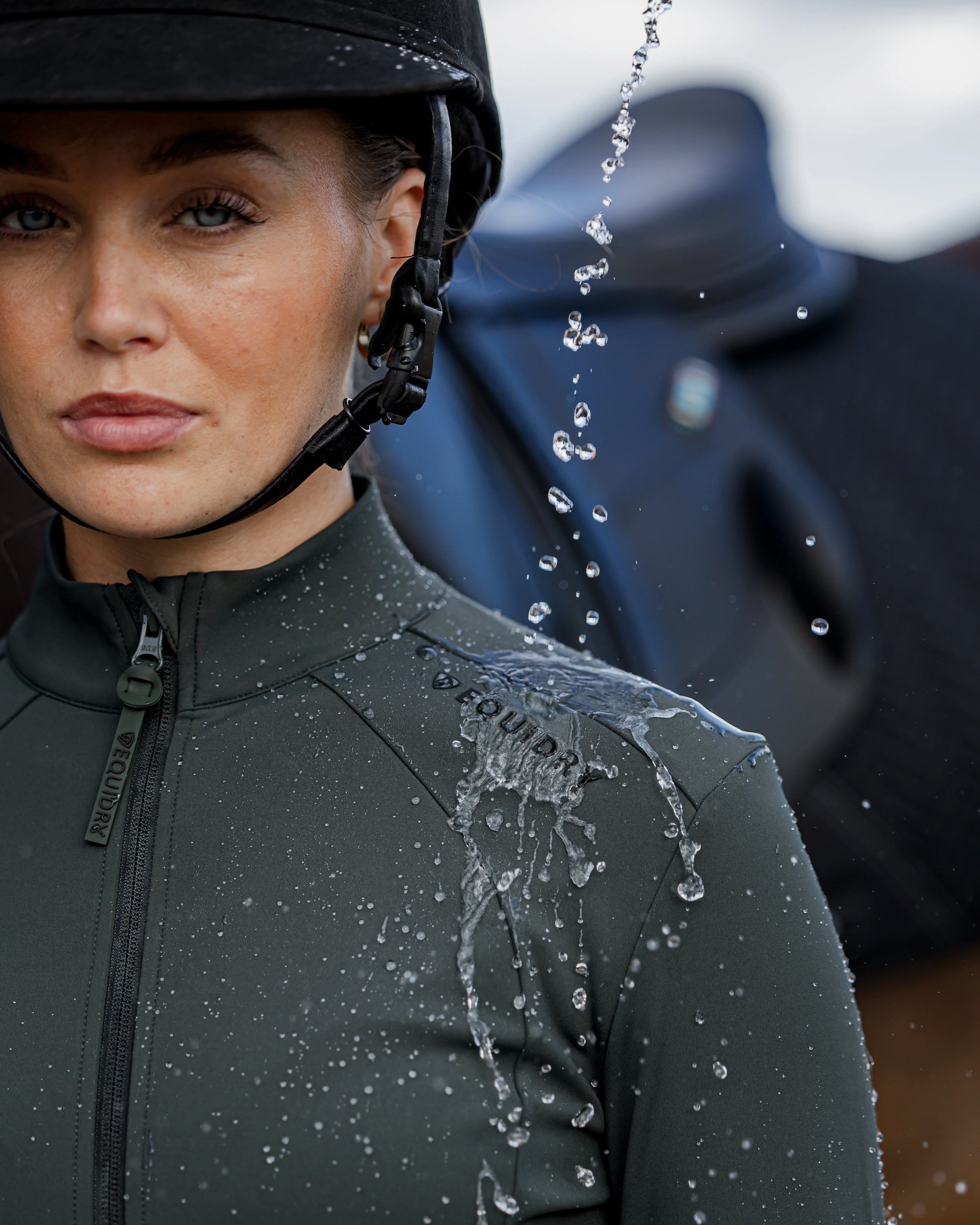 Women's Water Repellent Zip up Top | Black forest Green/Black - Image 3