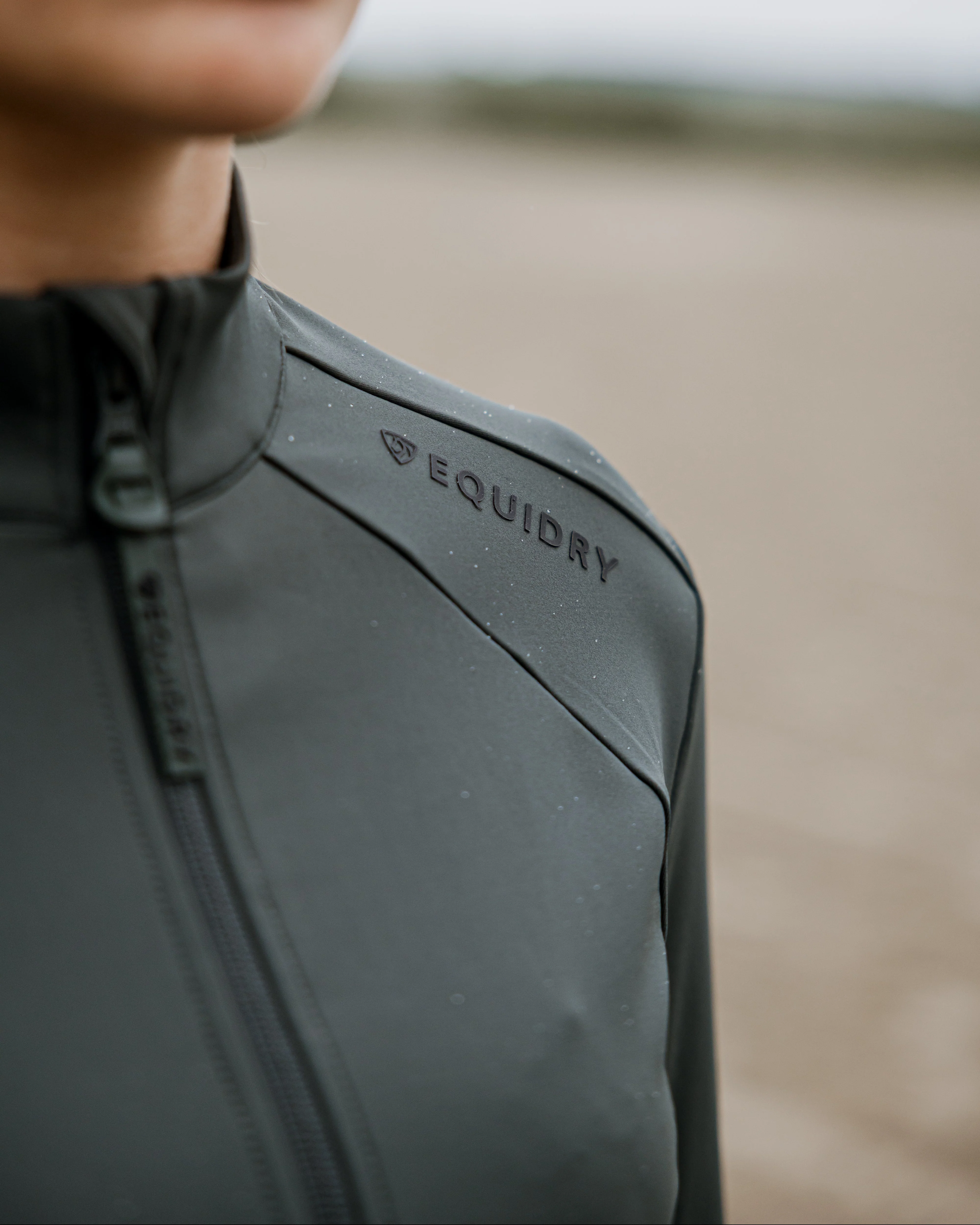 Women's Water Repellent Zip up Top | Black forest Green/Black - Image 5