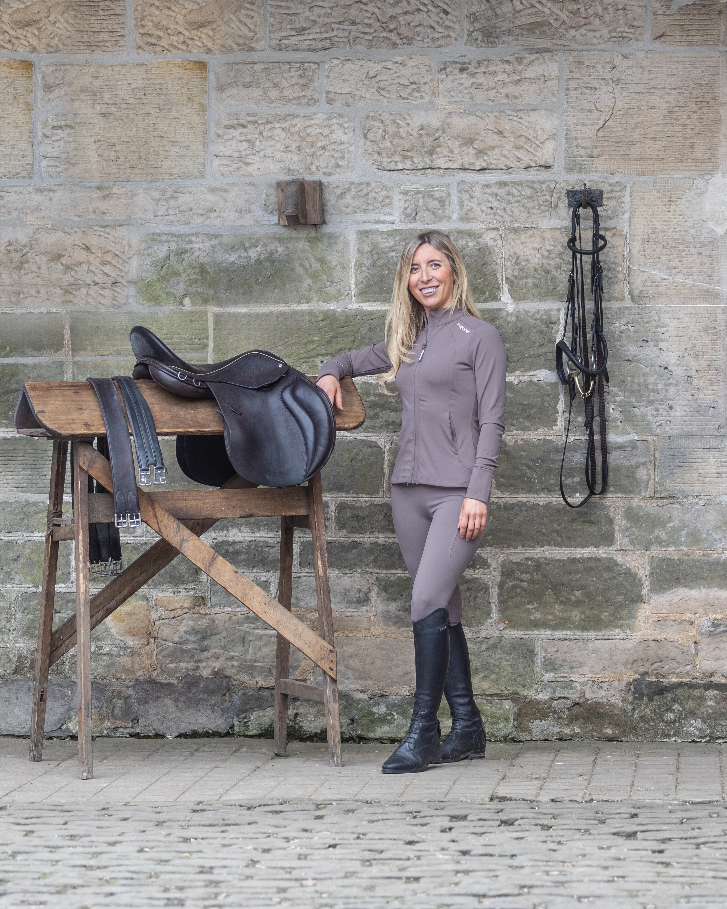 Women's Water Repellent Zip up Top | Mocha/White - Image 5